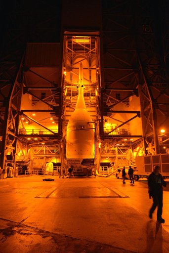 Orion and Transporter at Pad