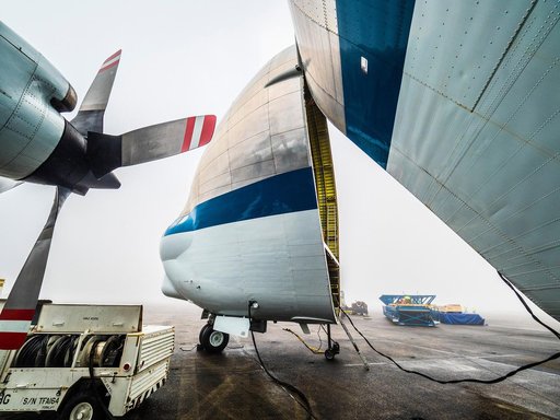 Orion is loaded on Super Guppy