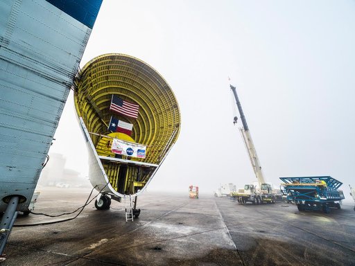 Orion is loaded on Super Guppy