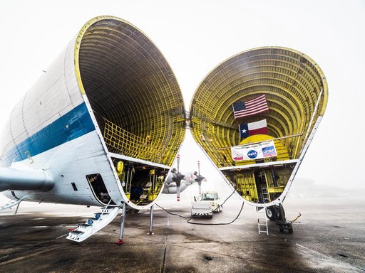 Orion is loaded on Super Guppy