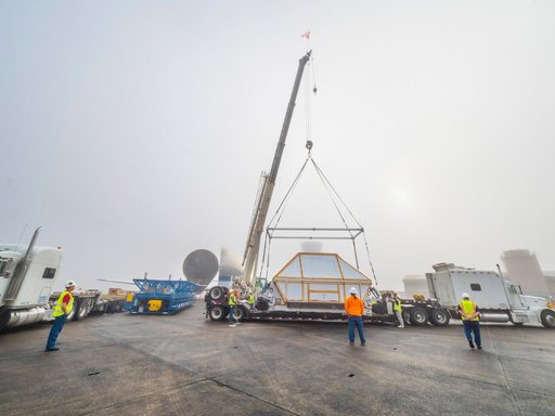 Orion is loaded on Super Guppy