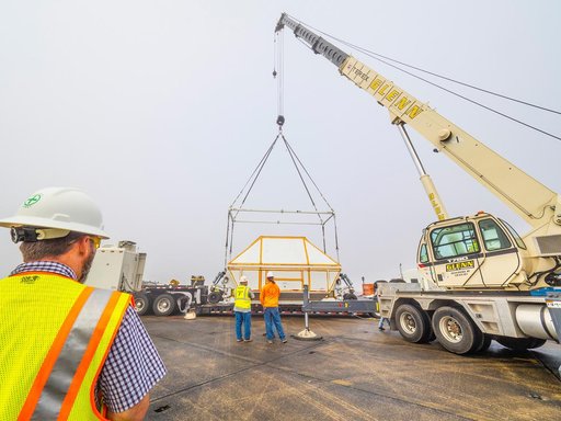 Orion is loaded on Super Guppy