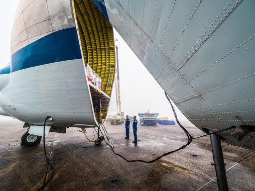 Orion is loaded on Super Guppy