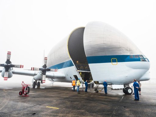 Orion is loaded on Super Guppy