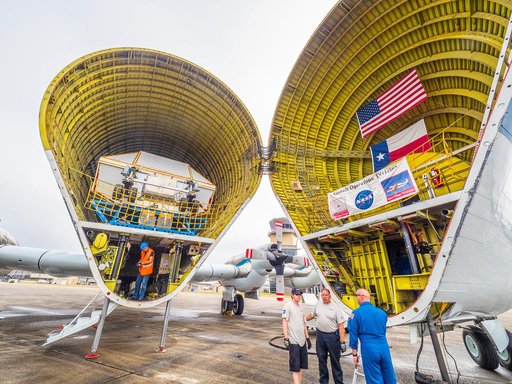 Orion is loaded on Super Guppy