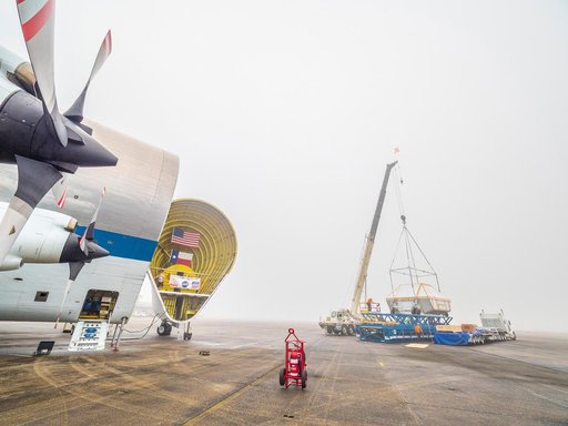 Orion is loaded on Super Guppy