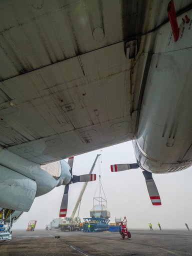 Orion is loaded on Super Guppy