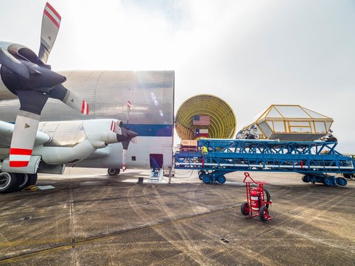 Orion is loaded on Super Guppy