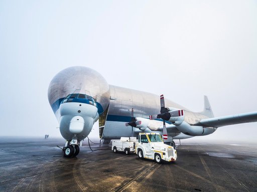Orion is loaded on Super Guppy