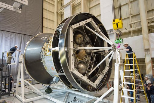 Orion Test Hardware in Position for Solar Array Test