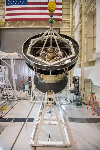 Orion Test Hardware in Position for Solar Array Test