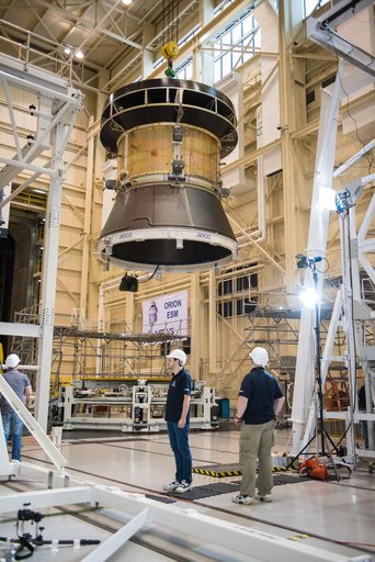 Orion Test Hardware in Position for Solar Array Test