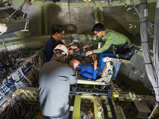 Test dummies installed for water impact tests