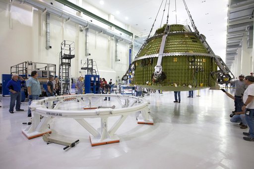 Orion EM-1 Lift & Mate to Test Stand
