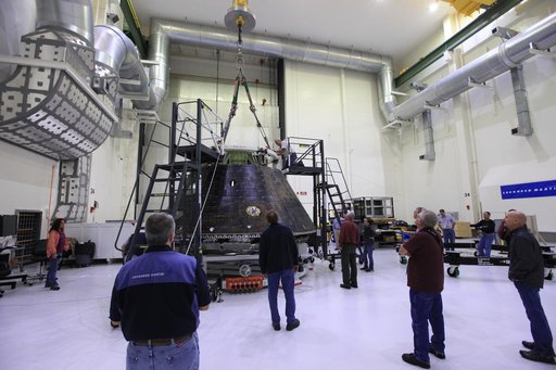 EFT-1 Crew Module preparations to move to KSC Visitor Complex