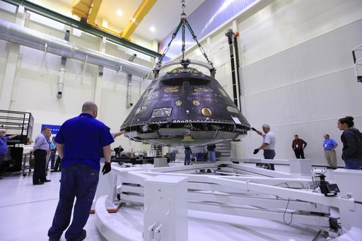 EFT-1 Crew Module preparations to move to KSC Visitor Complex