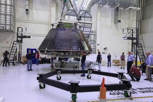 EFT-1 Crew Module preparations to move to KSC Visitor Complex