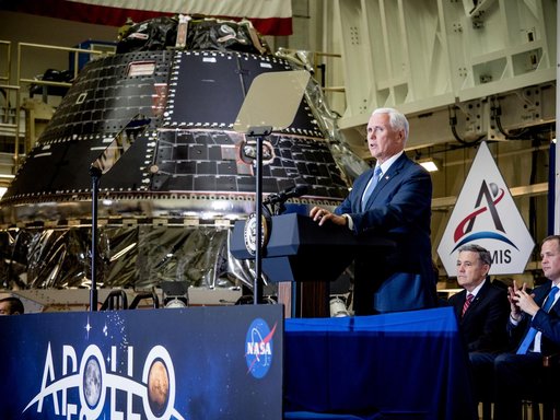 Vice President Unveils NASA Spacecraft for Artemis 1 Lunar Missi