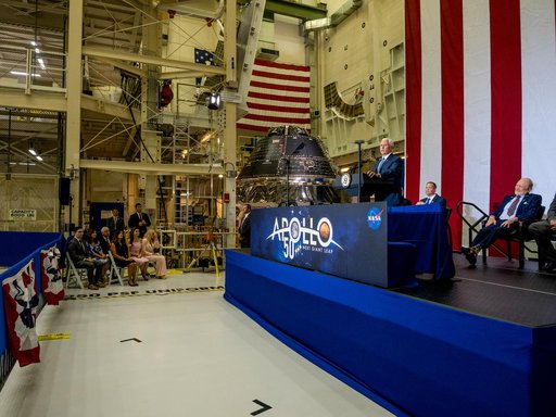 Vice President Unveils NASA Spacecraft for Artemis 1 Lunar Missi