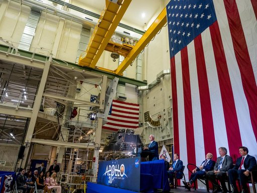 Vice President Unveils NASA Spacecraft for Artemis 1 Lunar Missi