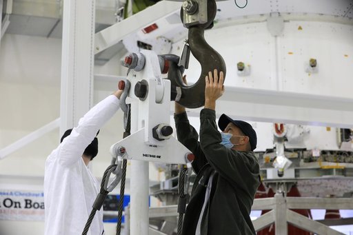 Orion Spacecraft Adapter (SA) Cone Install