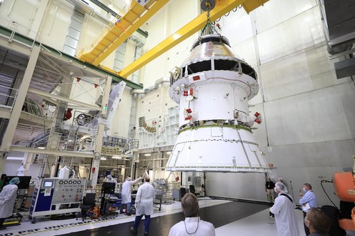 Orion Spacecraft Adapter (SA) Cone Install