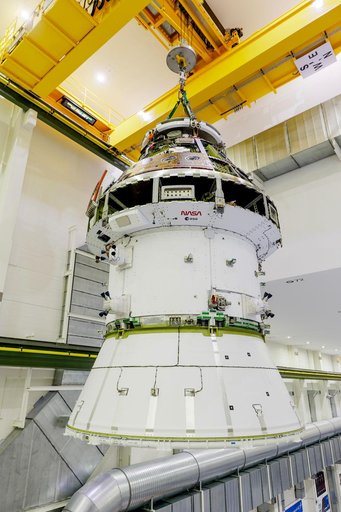 Artemis II Orion Spacecraft Lifted into Vacuum Chamber for Second Round of Testing
