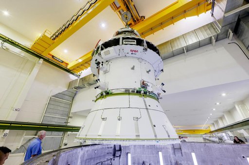 Artemis II Orion Spacecraft Lifted into Vacuum Chamber for Second Round of Testing