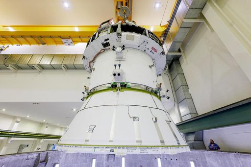 Artemis II Orion Spacecraft Lifted into Vacuum Chamber for Second Round of Testing
