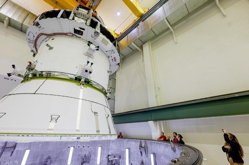 Artemis II Orion Spacecraft Lifted into Vacuum Chamber for Second Round of Testing