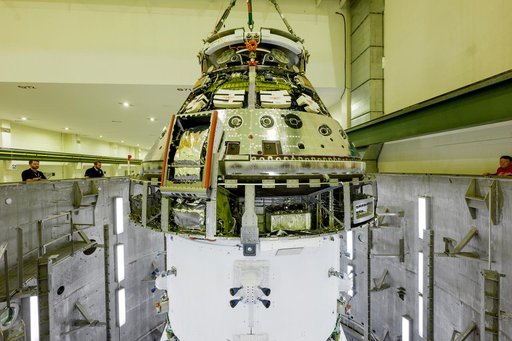 Artemis II Orion Spacecraft Lifted into Vacuum Chamber for Second Round of Testing