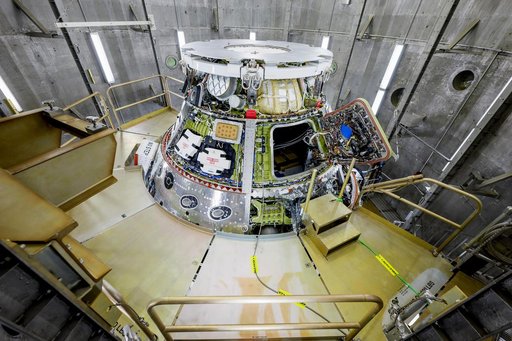 Artemis II Orion Spacecraft Lifted into Vacuum Chamber for Second Round of Testing