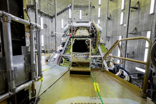 Artemis II Orion Spacecraft Lifted into Vacuum Chamber for Second Round of Testing