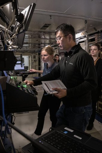 Astronauts Zena Cardman and Kimiya Yui conduct training scenarios with their instructors