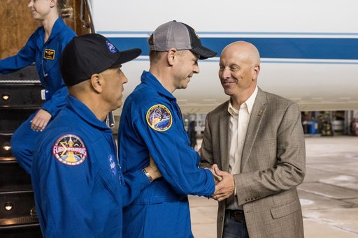 NASA astronaut Nick Hague returns to Johnson Space Center
