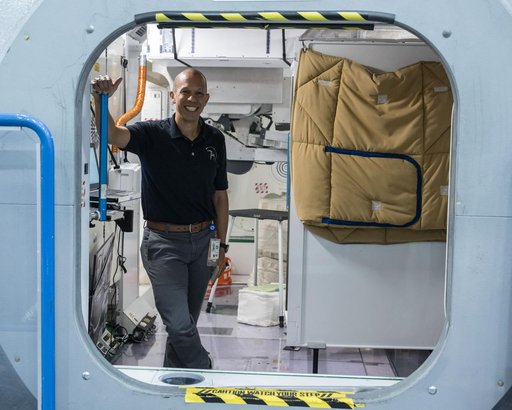 NASA astronaut Chris Williams participates in a training session