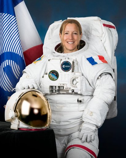 Official portrait of ESA (European Space Agency) astronaut Spohie Adenot wearing a spacesuit