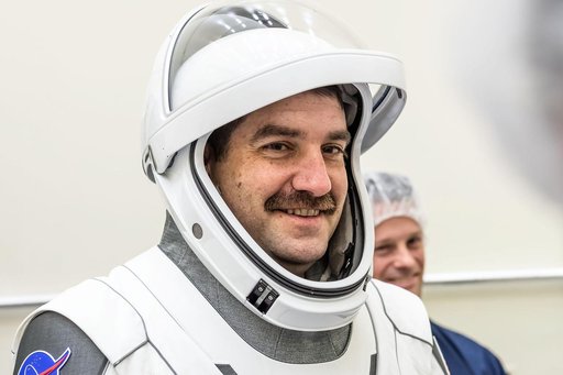 NASA astronaut Jack Hathaway is photographed in his SpaceX pressure suit