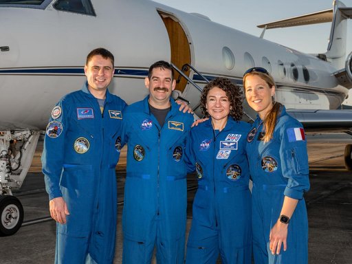 Four crew members representing NASA's SpaceX Crew-12 mission