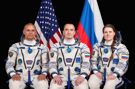 Soyuz MS-29 prime crew members pose for a portrait