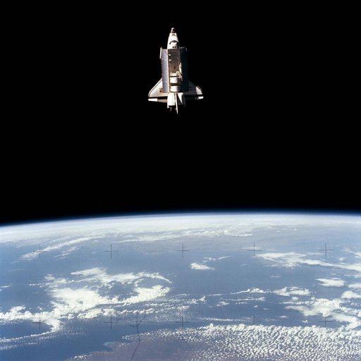 View of the shuttle Challenger from the SPAS-01 satellite