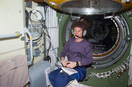 Helms at HAM radio station in FGB/Zarya module