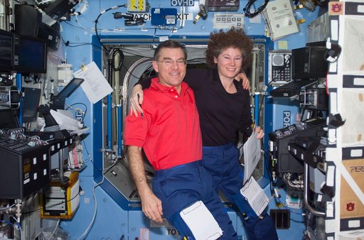 Expedition Two Voss and Helms in Destiny laboratory module