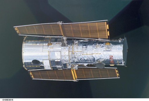Hubble Space Telescope prior to grapple by STS-109 orbiter Columbia