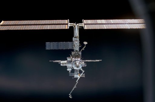 Full view of the ISS taken during STS-110's docking approach