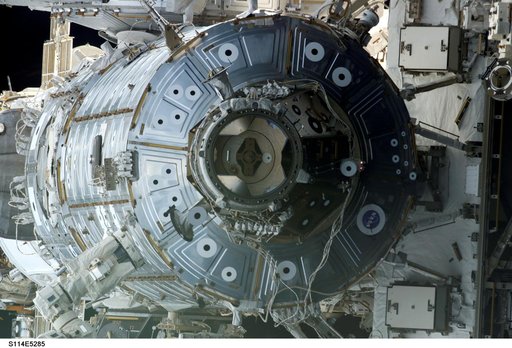 PMA2 and U.S. Lab as seen during STS-114 rendezvous for docking