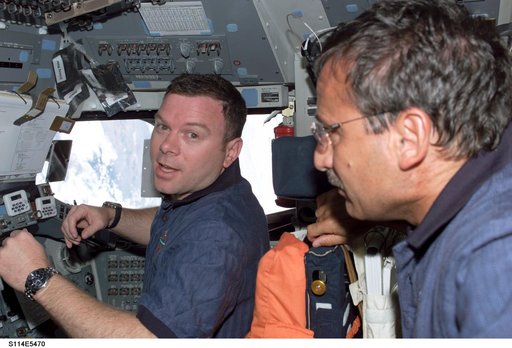 Kelly and Camarda on the forward flight deck.