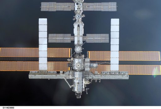 Nadir side Exterior views of ISS during Approach and Docking Operations for STS-114
