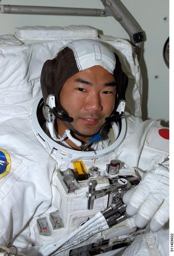 Noguchi in shuttle airlock