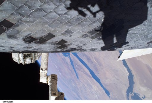 Tile survey seen during EVA 3